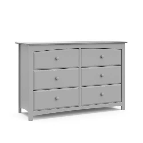 Storkcraft Kenton 6 Drawer Nursery Double Dresser, Pebble Gray