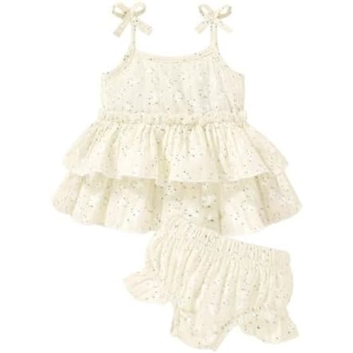 Happy Town Baby Girl Clothes Summer Infant Outfits Sleeveless Tank Tops Newborn Shorts Set Bloomers Toddler Shirt