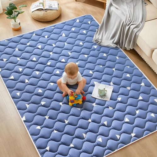 Baby Play Mat, 59x59 Inch Thicker and Larger Non-Slip Cushioning Foam Playmats for Babies,Toddlers, Infants, Play & Tummy Time, Foldable and Machine Washable Baby Mat for Floor
