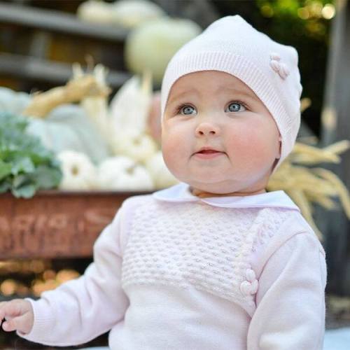 Girls Pique Collar Diamond Knit 2-Piece with Hat Pink - Feltman Brothers | Maisonette