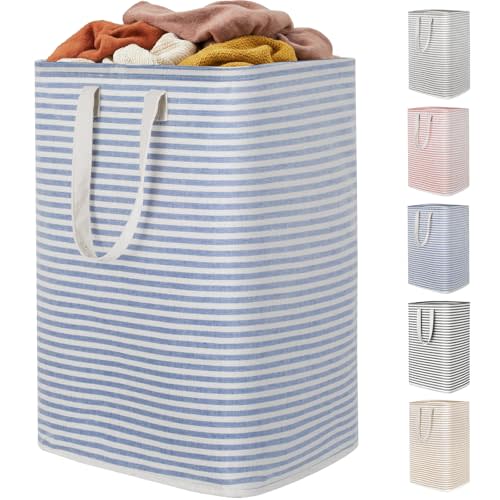 Lifewit 1 Pack Laundry Basket 80L Each, Collapsible Clothes Hamper with Reinforced Handles, Freestanding Waterproof Design for Bedroom and Laundry Room, Blue 80L Total