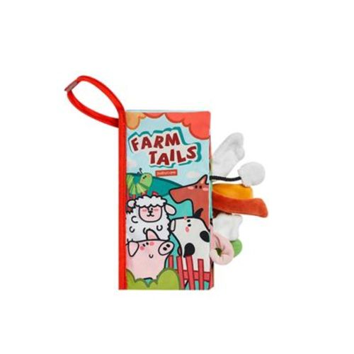 Bc Babycare Baby Cloth Book with 3D Animal Tails - Soft Crinkle Sensory Toy for 0-6 Months, Washable & BPA-Free