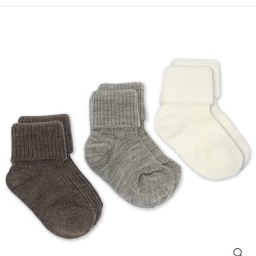 Wool Socks, Baby and Toddler, Brown-Gray & White