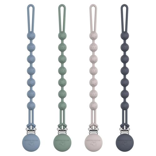 Cuddle Campus Silicone Pacifier Clip Holder with One Piece Design, Pack of 4 Soft Flexible Binky Clips with Texture for Baby Boy and Girl Set 6(6M+)