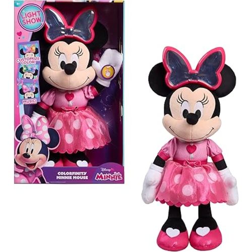 Disney Jr. Colorfinity Minnie Mouse, Interactive Plush Toy, Over 40 Interactions, Ages 3 and Up