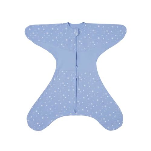 GROWNSY Transitional Swaddle Sleep Sack 3-6 Months, Starfish Design Baby Swaddle Sack, Dual-Zipper for Easy Diaper Changes, Proper Hip Development & Openable Foot Button, 12-20lbs, Blue