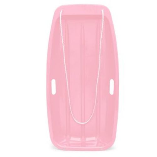 Best Choice Products 35in Kids Outdoor Plastic Sport Toboggan Winter Snow Sled Board w/ Pull Rope, 2 Handles - Light Pink