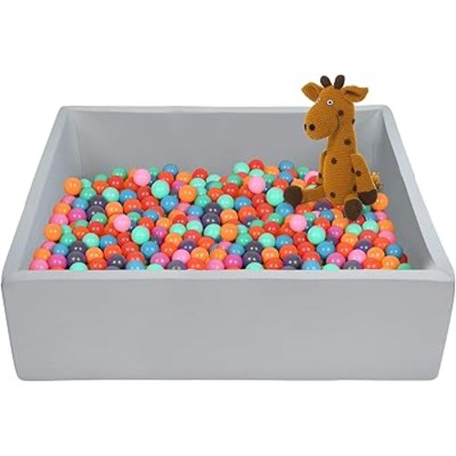 TRENDBOX Extra Large Ball Pit 47.2x47.2x13.8in Foam Ball Pit Balls Kids Ball Pits for Toddlers Babies Balls NOT Included - Light Gray