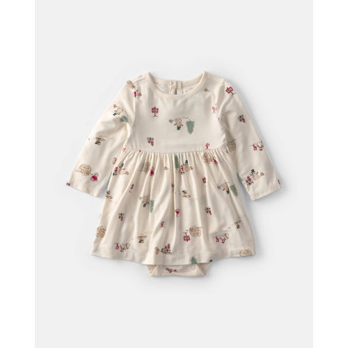 Baby Girl North Pole PurelySoft™ Long-Sleeve Bodysuit Dress - Cream