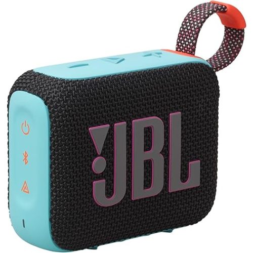 JBL Go 4 - Ultra-Portable, Waterproof and Dustproof Bluetooth Speaker, Big JBL Pro Sound with Punchy bass, 7-Hour Built-in Battery, Made in Part with Recycled Materials (Black & Orange)