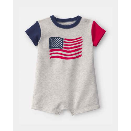 Baby American Flag Short-Sleeve Romper - Grey/Blue/Red | Carter's