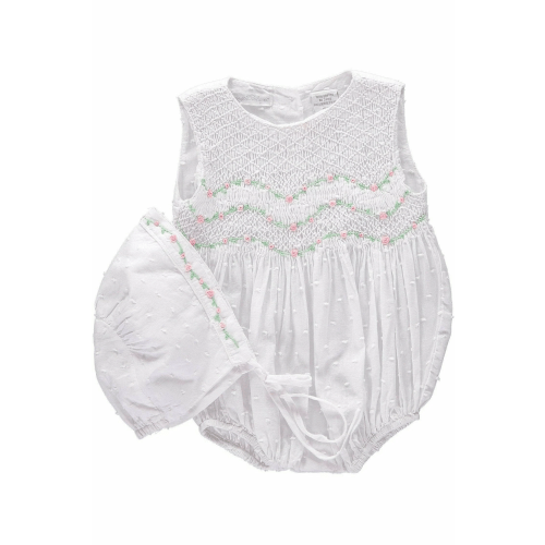 Whimsical White Baby Girl Bubble with Bonnet – Littles on 5th