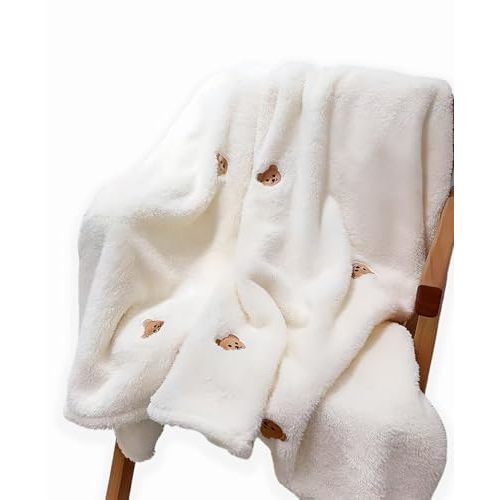 Ultra Soft Embroidery Cozy 31”×40”, Baby Receiving Blankets for Unisex Girls Boys, Neutral Toddler Swaddle Blanket, Fluffy Infant Newborn Nuilt Crib,Cobijas para Bebe