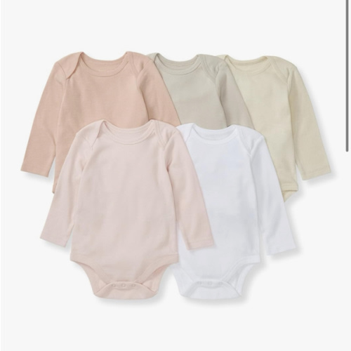 Burt's Bees Baby Unisex Organic Cotton Short and Long Sleeve Bodysuits, 5-Pack