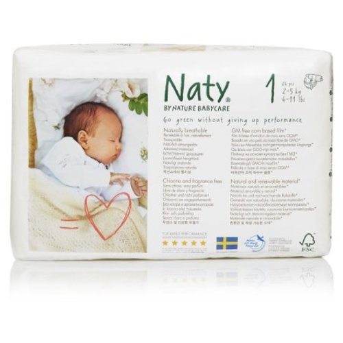 Naty by Nature Babycare Eco-Friendly Diapers, Size 1, 26 Diapers (Premium Disposable Diapers for Sensitive Skin)