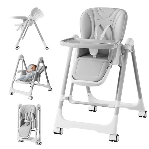 High Chairs for Babies and Toddlers Foldable with Rocking Mode (Grey)