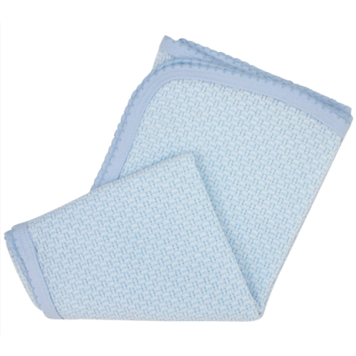 Solid Color Blue Blanket with Pima Binding