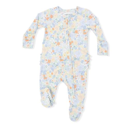 Georgia Floral - 2 Way Ruffle Back Zipper Footie
