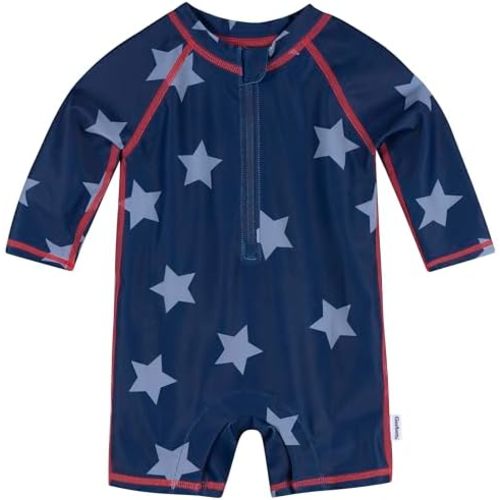 Gerber Baby Boys' Toddler Long Sleeve One Piece Sun Protection Rashguard Swimsuit
