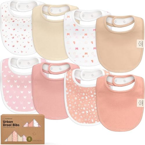 KeaBabies 8-Pack Organic Baby Bibs for Drooling and Teething (Butterflies)