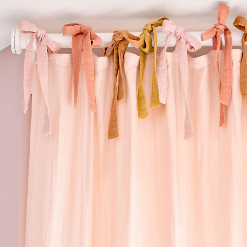 Pink Tie 100% Organic Cotton Muslin Curtain Panel 44"x96"