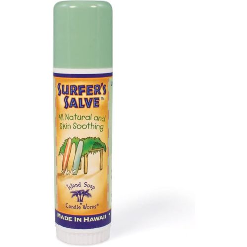 Island Soap & Candle Works Surfer'S Salve Stick - All Natural Skin Soothing Balm - Moisturizing Anti-Chafing Ointment For Insect Bite, Sunburn, Windburn, Chapped Lips, Rashes & New Tattoos - .5 Ounce