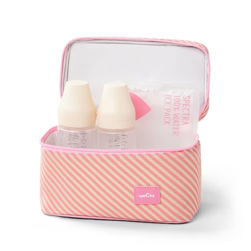 Spectra - Cooler Bag Storage Kit for Breast Milk - Pink (Ice Pack and 2 Wide Neck Bottles)