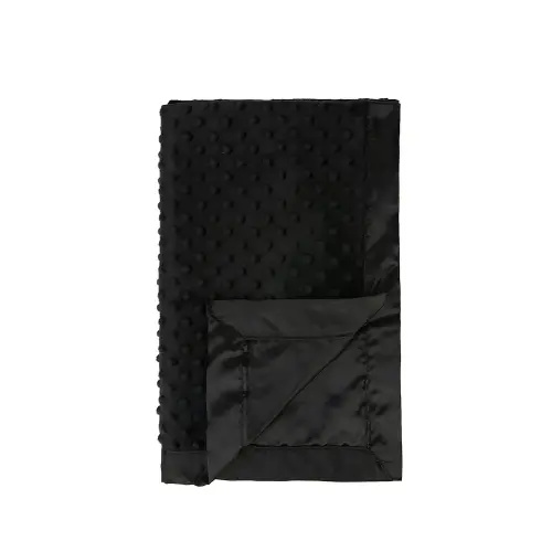 Pro Goleem Baby Soft Minky Dot Blanket with Satin Backing Baby Gifts for Boys and Girls (Black, 30’’ x 40’’)