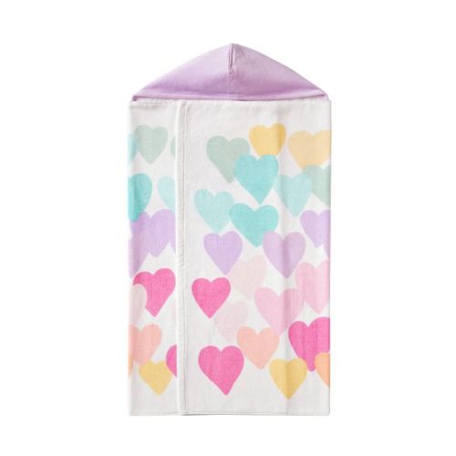 Rainbow Heart Kid Beach Hooded Towel UPF 50+