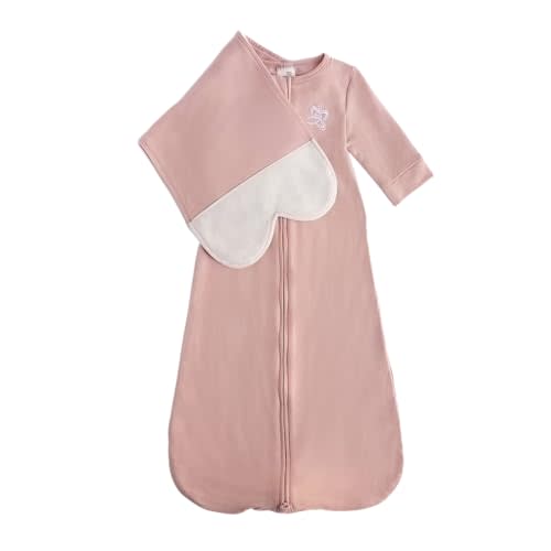 The Butterfly Swaddle Organic Cotton Blend, All-in-One Butterfly Wing Sleep Sack Transitional Training System for Newborn Infant Baby with Wash Bag, Large (12-17 lbs), Blushing Pink