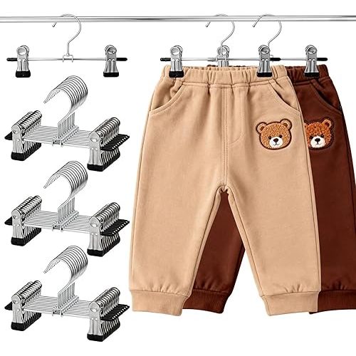 50 Pack Baby Hangers Baby Pants Hangers with Clips Toddler Non-Slip Space Saving Hanger for Pants, Skirts, Clothes Kids Hanger for Newborn Children Closet Organizer