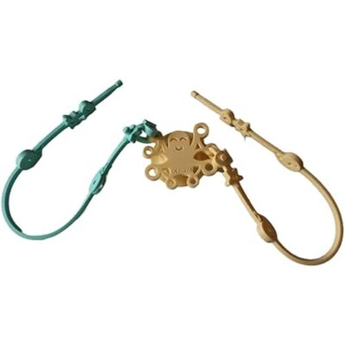 No-Throw Baby Tether Set – Suction Cup Anchor Base with 2 Silicone Straps – Keeps Toys, Cups & Utensils Off The Floor – BPA-Free, Dishwasher Safe