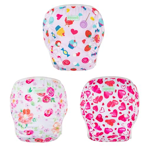 wegreeco Baby & Toddler Snap One Size Adjustable Reusable Baby Swim Diaper (Love, Large, 3 Pack)
