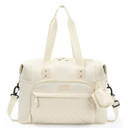 Tuwubi Diaper Bag Tote,Baby Diaper Bag with Pacifier Case Large Travel Diaper Tote Caddy for Mom and Dad Multifunction Large Baby Bag - White