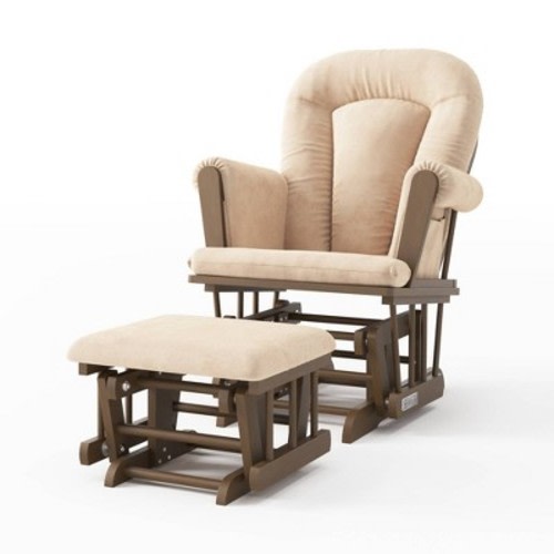 Child Craft Tranquil Glider and Ottoman - Cocoa Bean/Tan Microfiber