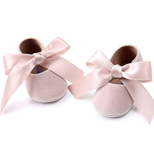 Baby Girls Mary Jane Flats Anti-Slip Rubber Sole Bow Toddler Princess Dress Shoes
