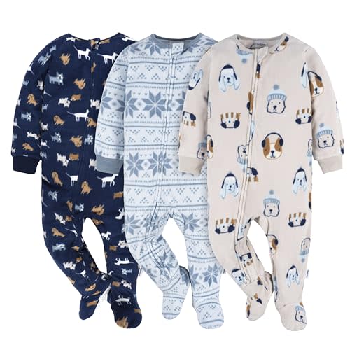 Gerber baby-boys Flame Resistant Fleece Footed Pajamas 3-pack
