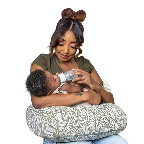 Boppy Nursing Pillow - Firm, Ergonomic U-Shaped Bottle and Breastfeeding Pillow with High Lift for Comfort and Support, Spacious Surface - Pink Garden Flowers