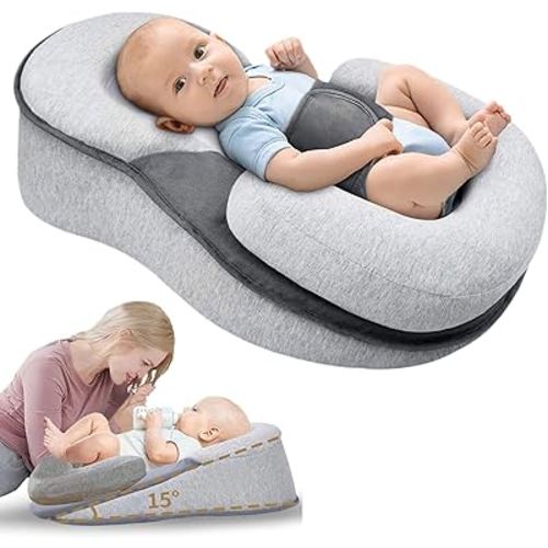Rest Nest Baby Lounger Pillow, Portable Anti Reflux Bed for Newborns and Infants Bassinet, Feeding Support & Tummy Time