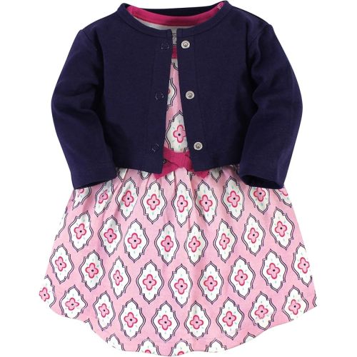 Touched by Nature Infant Toddler Girls Organic Cotton Dress and Cardigan, Rainbows Sunshine