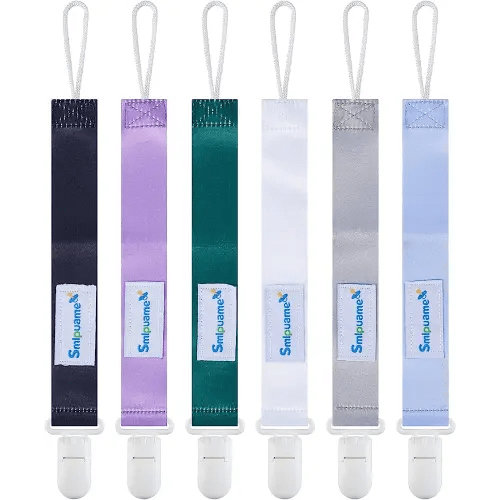 Smlpuame Pacifier Clip for Baby Boys Girl,6 Pack Stylish Binky Clips Strap,Paci Holder with Clips Universal Lightweight Fits Most Pacifiers Teeher Toy Teething Ring Soothie,Baby Gifts(Cool Color)
