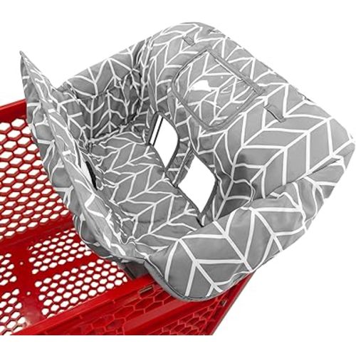 Portable 2-in-1 Shopping Cart & High Chair Covers for Babies, Kids, Infants, Toddlers | Universal Size with Free Carry Bag (Gray Branch)