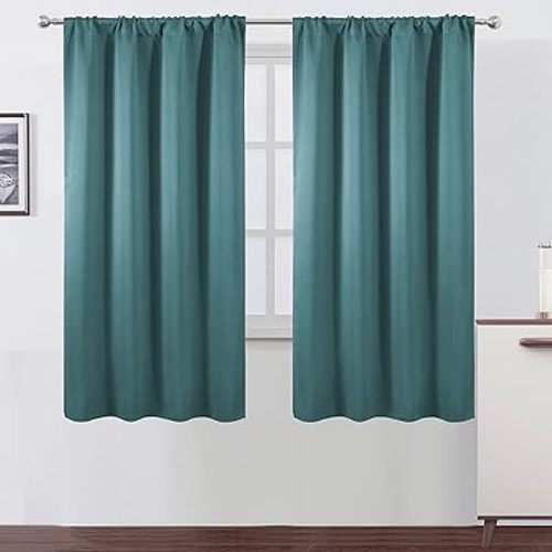 LEMOMO Sea Teal Blackout Curtains/42 x 63 Inch/Set of 2 Panels Room Darkening Curtains for Bedroom