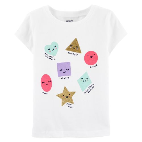 Glitter Shapes Jersey Tee - 12M - White