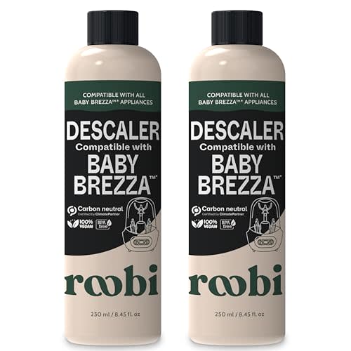 Roobi Descaling Solution Compatible with Baby Brezza. Specially Formulated to Clean & Descale Baby Appliances. Up to 2 Uses per Bottle, 2 Pack. Carbon Neutral.
