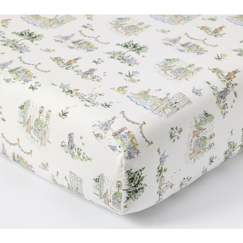Riley Sheehey Blue English Garden Organic Cotton Crib Fitted Sheet