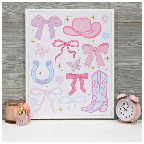 Pink Western Icons Wood Wall Decor
