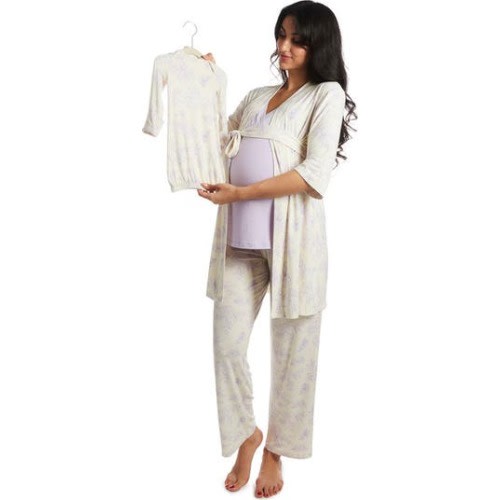 Analise During & After 5-Piece Maternity/Nursing Sleep Set for Mom & Baby, Large