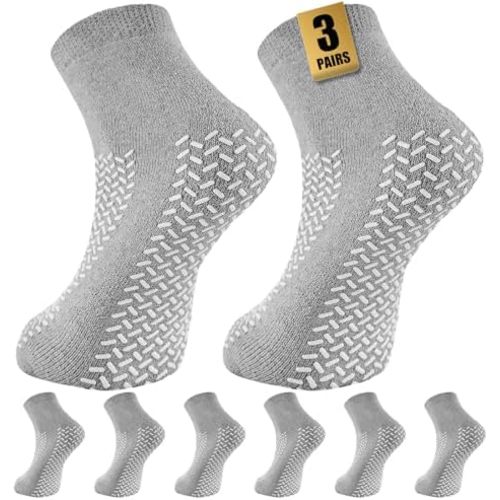 Double-Sided Non Slip Grip Socks for Men & Women, 3 Pairs