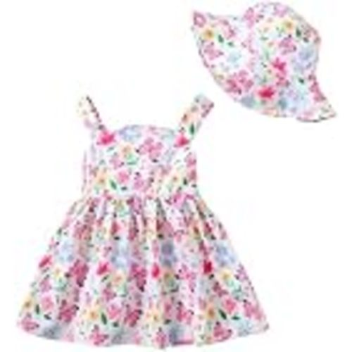 Newborn Baby Girl Dress Infant Toddler Girls Summer Clothes Cute Outfits | Baby Girl Clothes, Baby Gifts, Infant Dresses, Summer Outfits, Photos, Boho Floral Sleeveless Sundress with Matching Hat